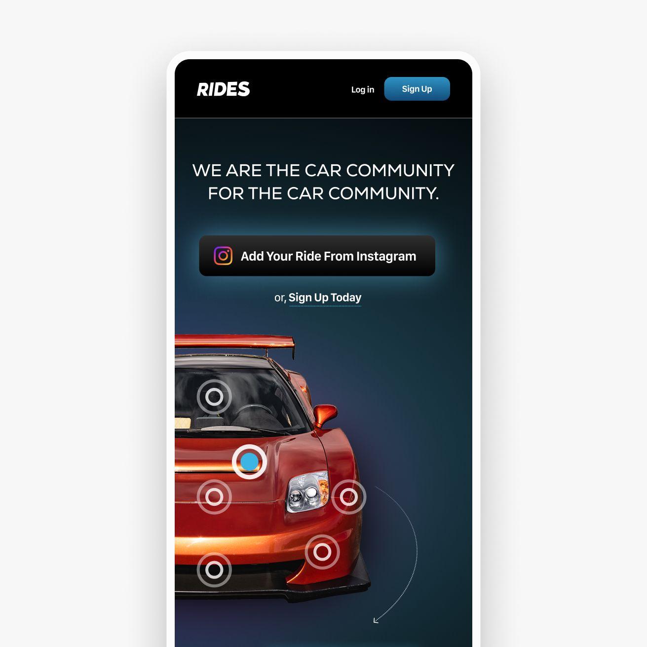 Rides App Website Home Page Mobile