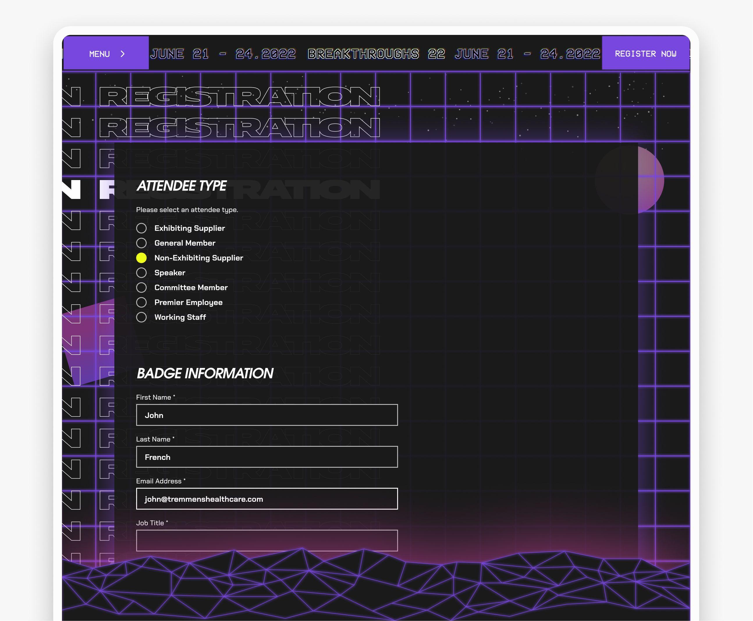 Breakthroughs 22 Website register